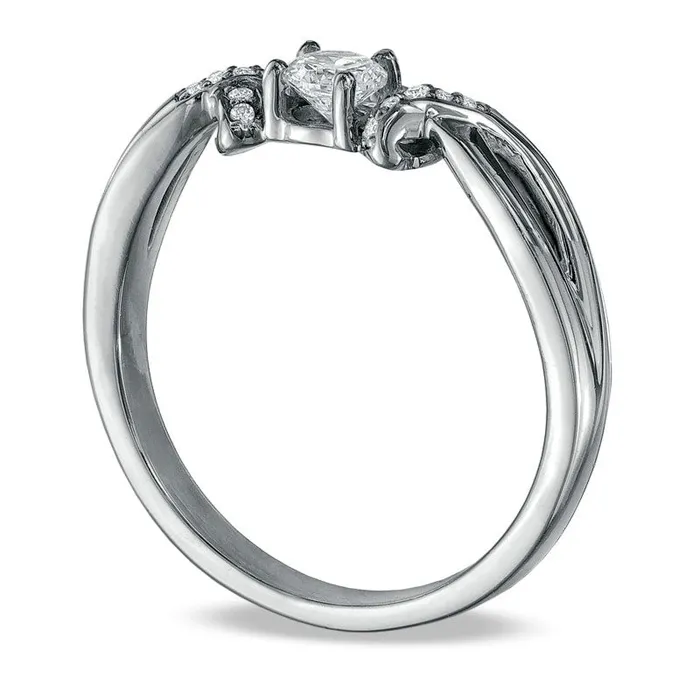 Goldia Rings 020 CT TW Natural Diamond Ribbon Promise Ring in Solid 10K White Gold Goldia Rings 020 CT TW Natural Diamond Ribbon Promise Ring in Solid 10K White Gold