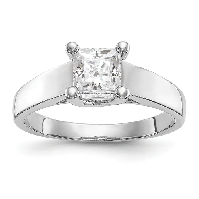 Goldia Rings 033ct CZ Solid Real 14k White Gold Square Solitaire Engagement Ring