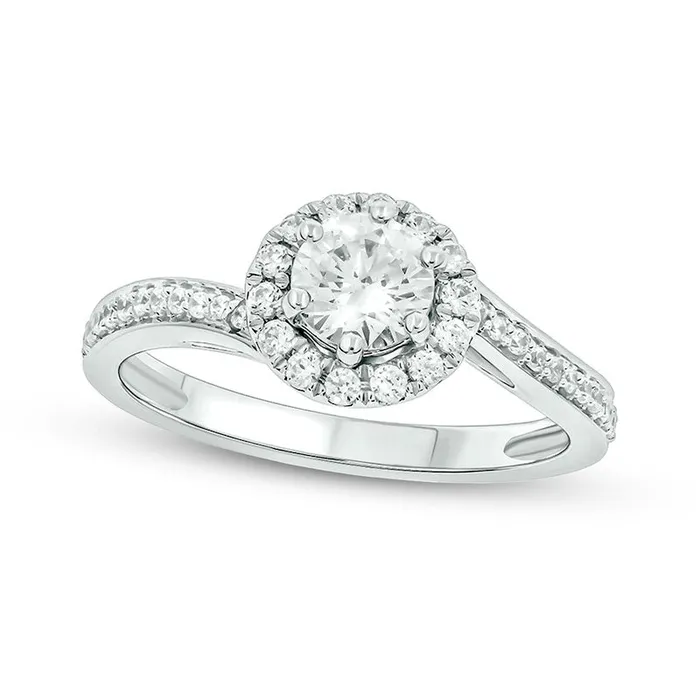 Goldia Rings 075 CT TW Natural Diamond Bypass Engagement Ring in Solid 14K White Gold II2