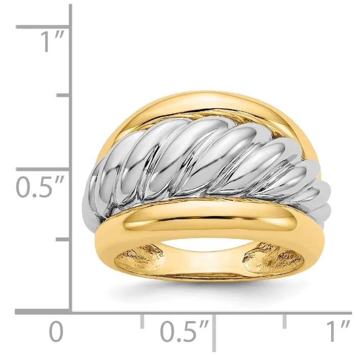 Goldia Rings 14k TwoTone Gold Polished Twisted Dome Ring