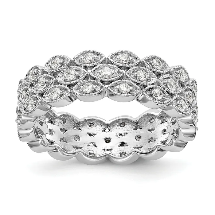 Goldia Rings 14k White Gold 12 Ct Lab Grown Diamond VSSI G Triple Row Marquise Eternity Band Ring Goldia Rings 14k White Gold 12 Ct Lab Grown Diamond VSSI G Triple Row Marquise Eternity Band Ring