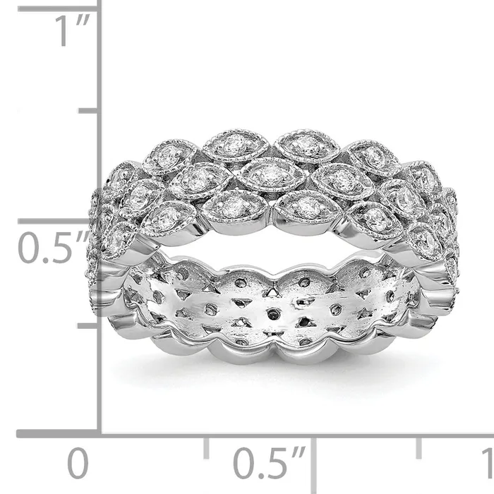 Goldia Rings 14k White Gold 12 Ct Lab Grown Diamond VSSI G Triple Row Marquise Eternity Band Ring