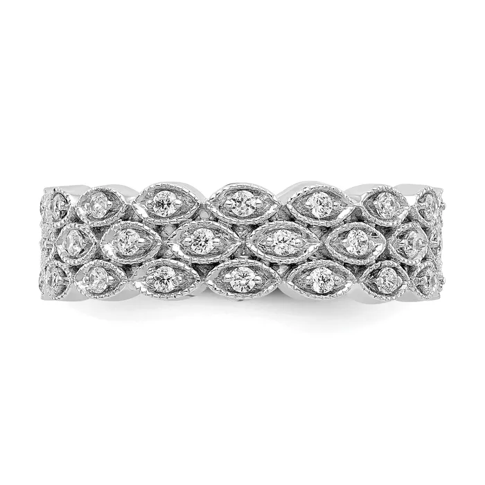 Goldia Rings 14k White Gold 12 Ct Lab Grown Diamond VSSI G Triple Row Marquise Eternity Band Ring
