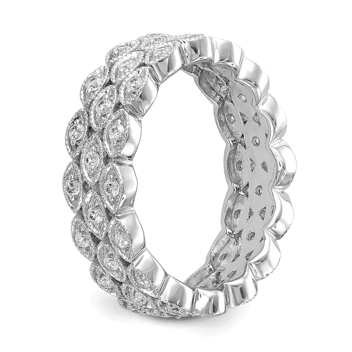 Goldia Rings 14k White Gold 12 Ct Lab Grown Diamond VSSI G Triple Row Marquise Eternity Band Ring