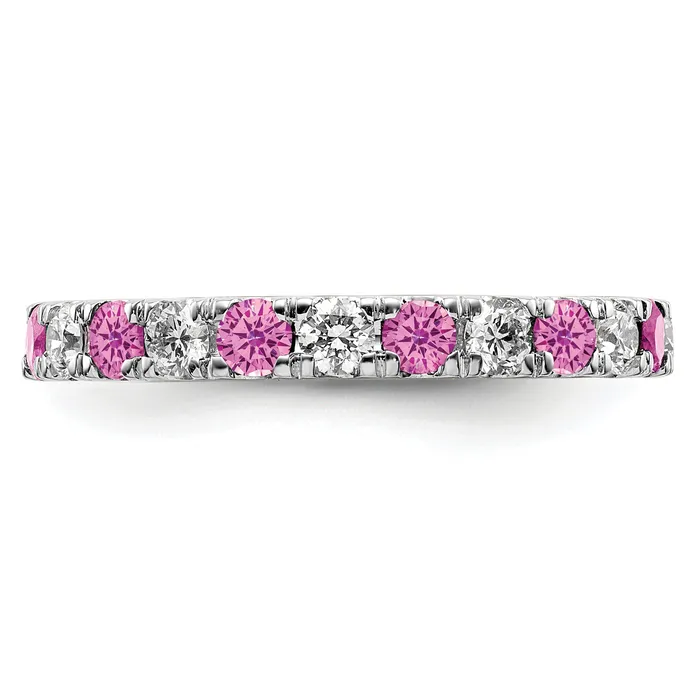 Goldia Rings 14k White Gold 38 Ct Lab Grown Diamond VSSI G and Lab Created Pink Sapphire Eternity Band Ring