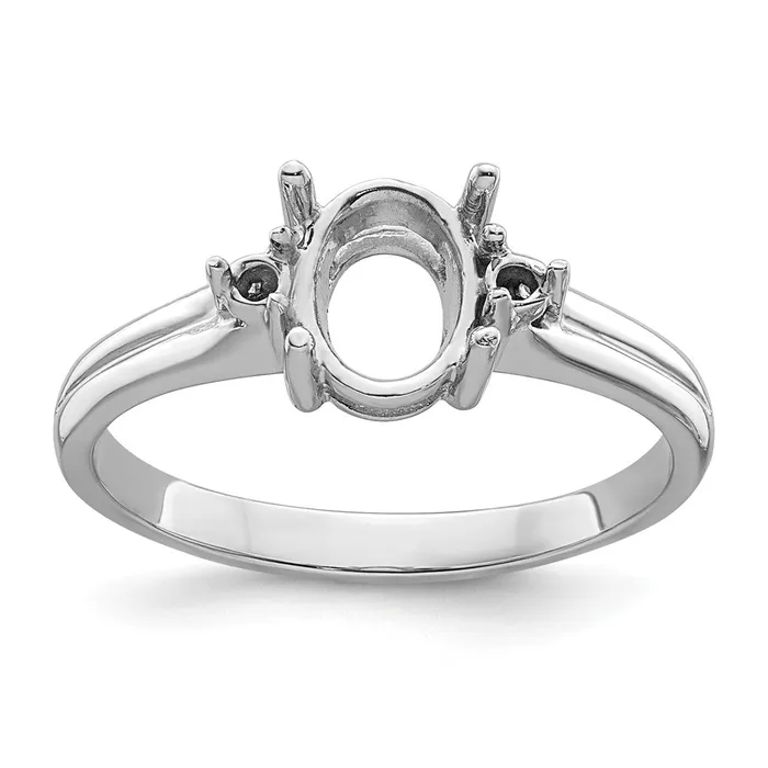 Goldia Rings 14k White Gold 8x6mm Oval Garnet AA Diamond ring
