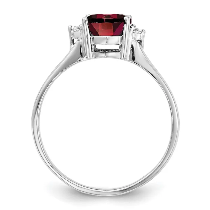 Goldia Rings 14k White Gold 8x6mm Oval Garnet AA Diamond ring
