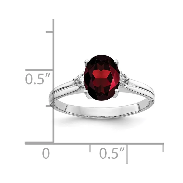 Goldia Rings 14k White Gold 8x6mm Oval Garnet AA Diamond ring
