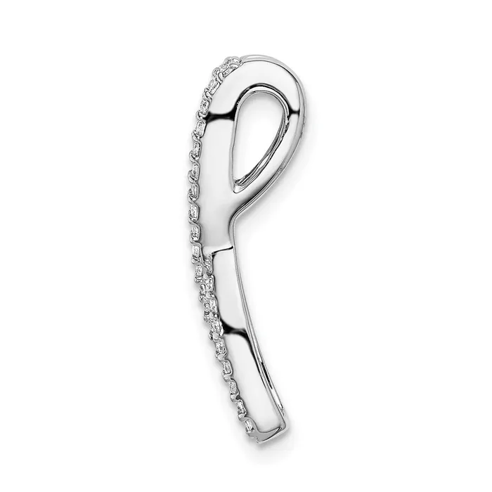 Goldia Rings 14k White Gold Twist Real Diamond and Emerald Fancy Chain Slide