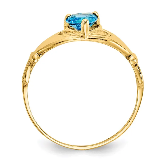 Goldia Rings 14K Yellow Gold CZ December Birthstone Claddagh Heart Ring
