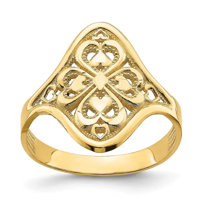 Goldia Rings 14K Yellow Gold Diamondcut Filigree Ring