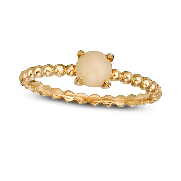 Goldia Rings 50mm Opal Bead Shank Ring in Solid 10K Yellow Gold
