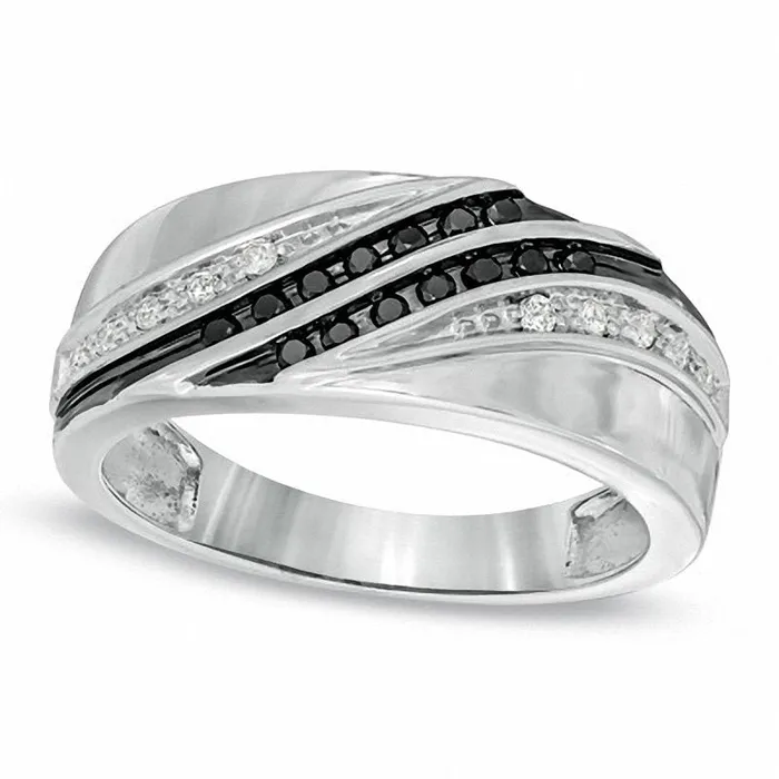 Goldia Rings Mens 020 CT TW Enhanced Black and White Natural Diamond Ring in Solid 10K White Gold Goldia Rings Mens 020 CT TW Enhanced Black and White Natural Diamond Ring in Solid 10K White Gold