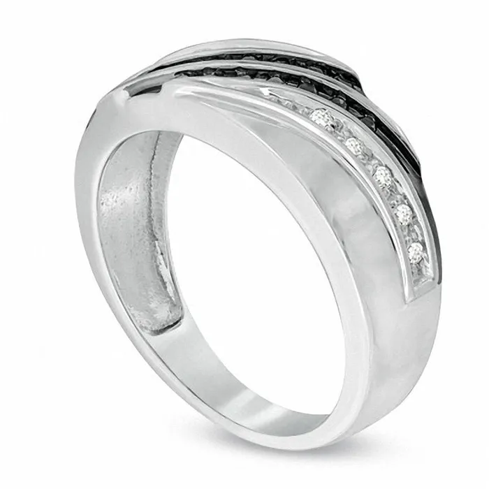 Goldia Rings Mens 020 CT TW Enhanced Black and White Natural Diamond Ring in Solid 10K White Gold Goldia Rings Mens 020 CT TW Enhanced Black and White Natural Diamond Ring in Solid 10K White Gold