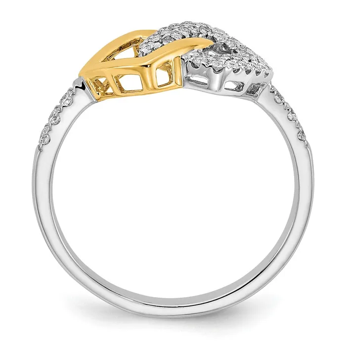 Goldia Rings Solid 14k Twotone Polished Simulated CZ Double Square Ring