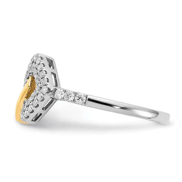 Goldia Rings Solid 14k Twotone Polished Simulated CZ Double Square Ring