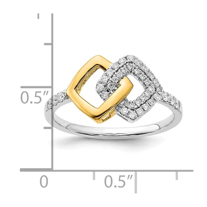 Goldia Rings Solid 14k Twotone Polished Simulated CZ Double Square Ring