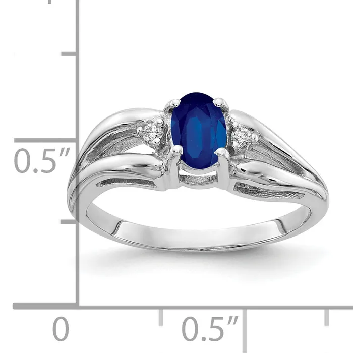 Goldia Rings Solid 14k White Gold 6x4mm Oval Simulated Sapphire VS CZ Ring