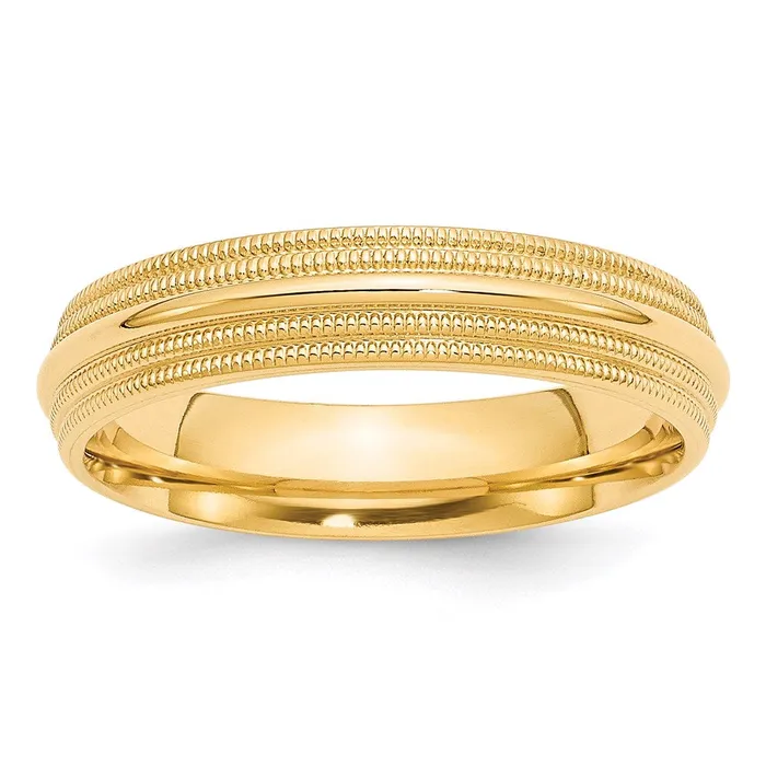 Goldia Rings Solid 14K Yellow Gold 5mm Double Milgrain Comfort Fit MensWomens Wedding Band Ring Size 85 Goldia Rings Solid 14K Yellow Gold 5mm Double Milgrain Comfort Fit MensWomens Wedding Band Ring Size 85