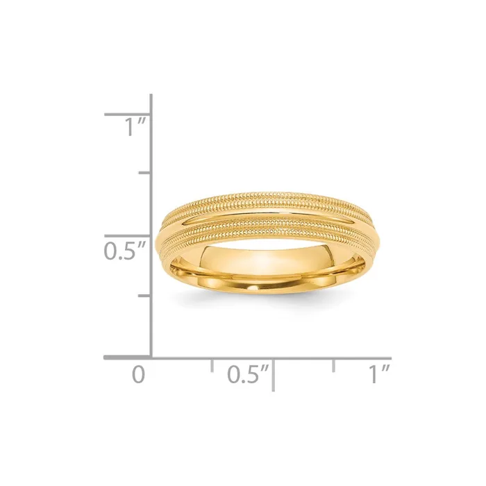 Goldia Rings Solid 14K Yellow Gold 5mm Double Milgrain Comfort Fit MensWomens Wedding Band Ring Size 85 Goldia Rings Solid 14K Yellow Gold 5mm Double Milgrain Comfort Fit MensWomens Wedding Band Ring Size 85