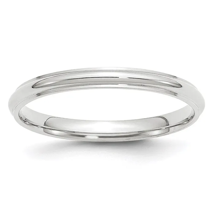 Goldia Rings Solid 18K White Gold 25mm Half Round with Edge MensWomens Wedding Band Ring Size 75 Goldia Rings Solid 18K White Gold 25mm Half Round with Edge MensWomens Wedding Band Ring Size 75