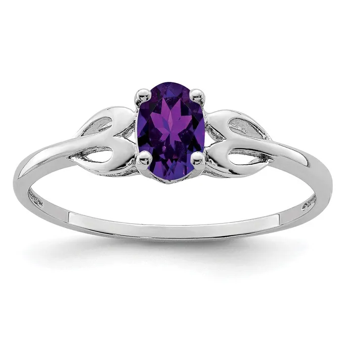 Goldia Rings Sterling Silver Rhodiumplated Amethyst Ring