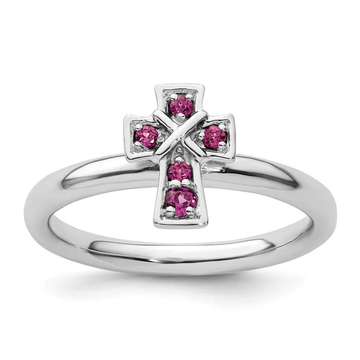 Goldia Rings Sterling Silver Stackable Expressions Rhodium Rhodolite Garnet Cross Ring Goldia Rings Sterling Silver Stackable Expressions Rhodium Rhodolite Garnet Cross Ring