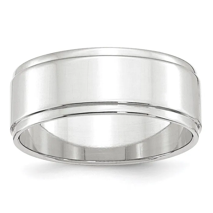 Goldia Solid 18K White Gold 8mm Flat with Step Edge MensWomens Wedding Band Ring Size 14 Rings Goldia Solid 18K White Gold 8mm Flat with Step Edge MensWomens Wedding Band Ring Size 14 Rings