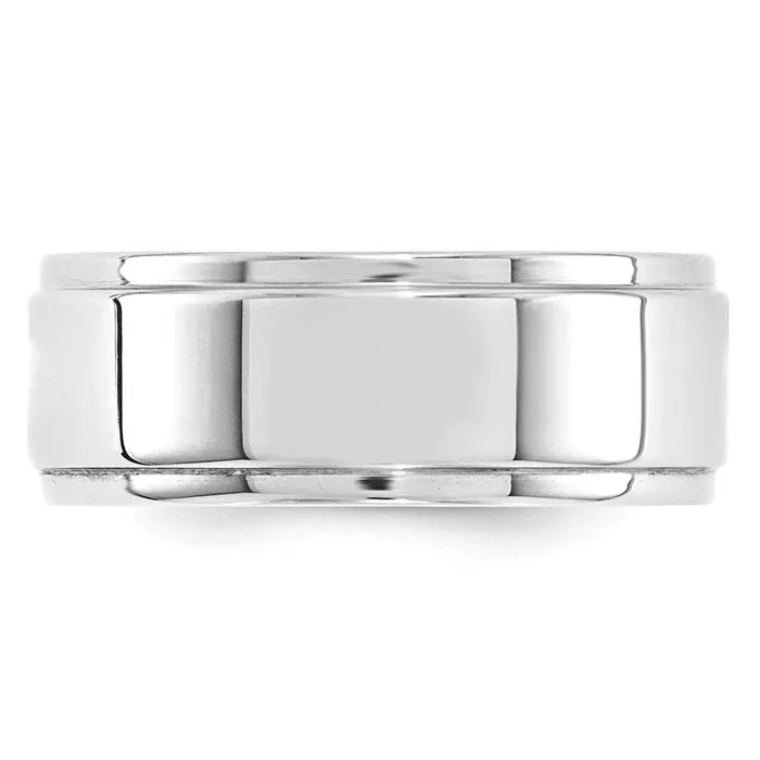 Goldia Solid 18K White Gold 8mm Flat with Step Edge MensWomens Wedding Band Ring Size 14 Rings Goldia Solid 18K White Gold 8mm Flat with Step Edge MensWomens Wedding Band Ring Size 14 Rings