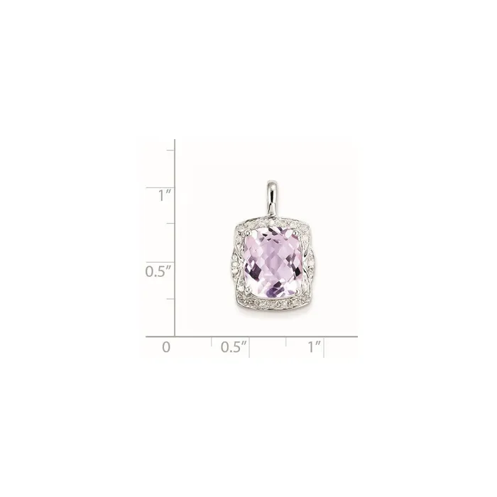 Goldia Sterling Silver Diamond Pink Quartz Pendant Necklaces