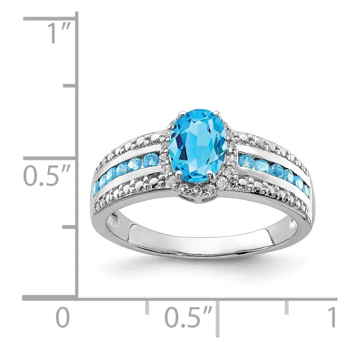 Goldia Sterling Silver Rhodium Blue and White Topaz Ring Rings