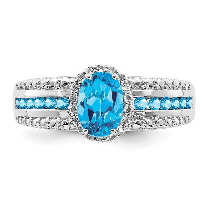 Goldia Sterling Silver Rhodium Blue and White Topaz Ring Rings
