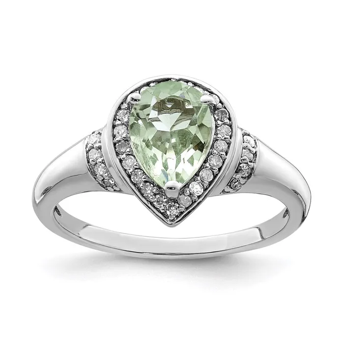Goldia Sterling Silver Rhodium Diamond u0026 Green Quartz Ring Rings