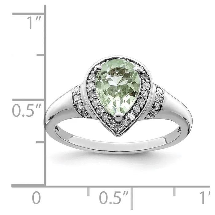 Goldia Sterling Silver Rhodium Diamond u0026 Green Quartz Ring Rings