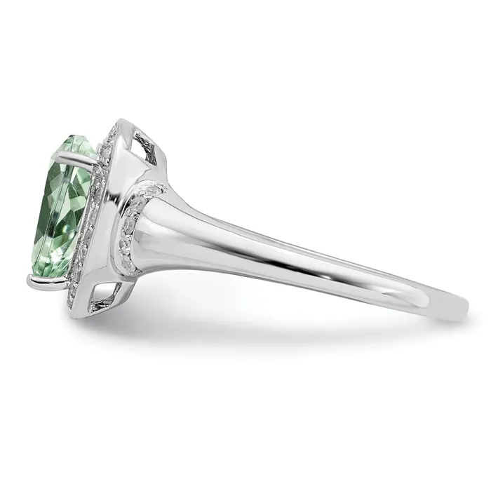 Goldia Sterling Silver Rhodium Diamond u0026 Green Quartz Ring Rings