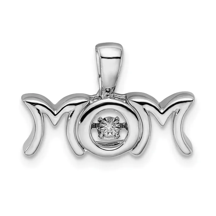 Goldia Sterling Silver Rhodiumplated Vibrant Diamond Mom Pendant Necklaces