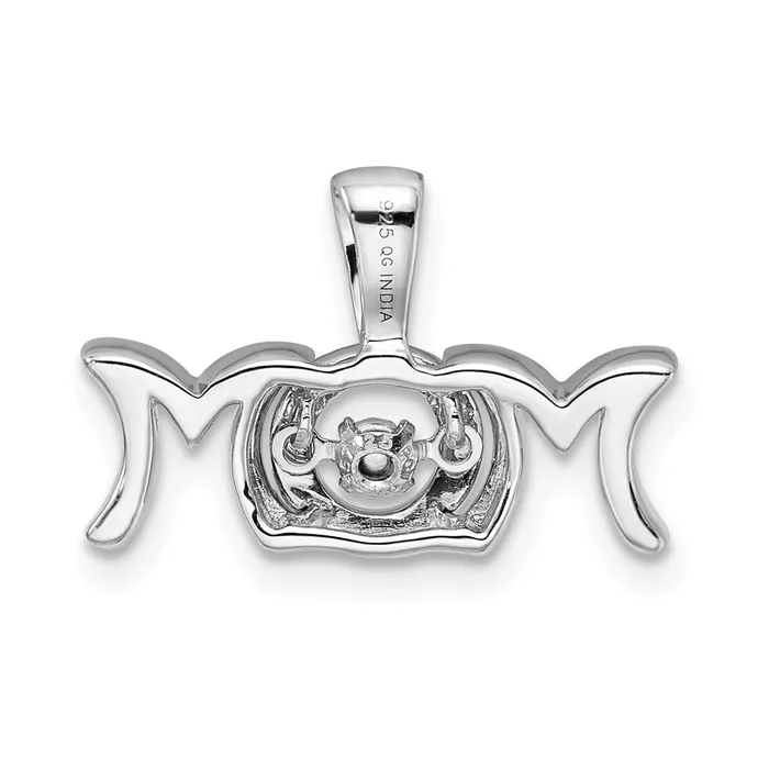 Goldia Sterling Silver Rhodiumplated Vibrant Diamond Mom Pendant Necklaces