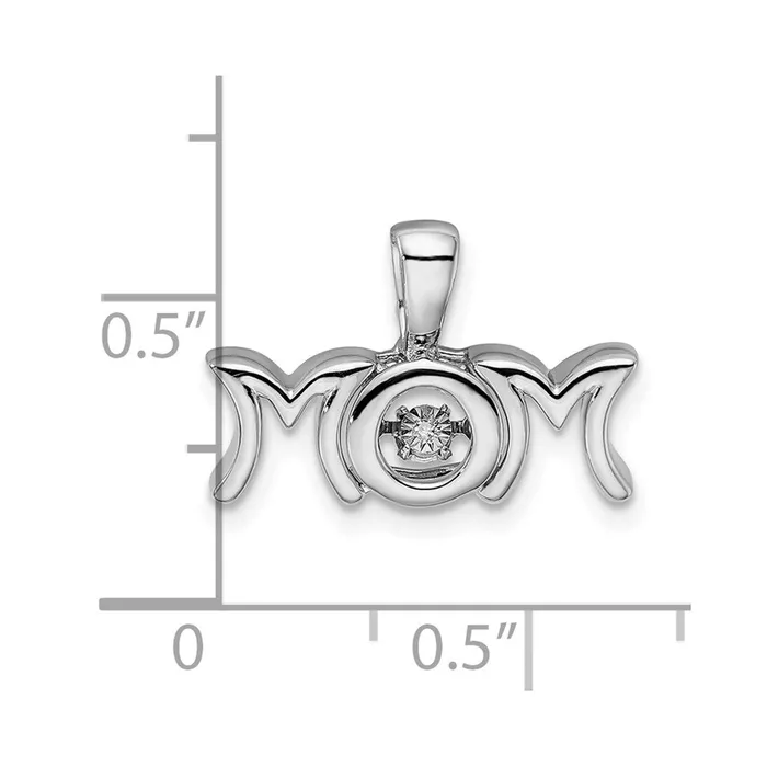 Goldia Sterling Silver Rhodiumplated Vibrant Diamond Mom Pendant Necklaces