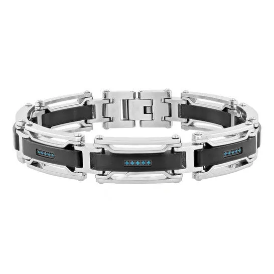 JMS always Bracelets Original Robert Alton 16CTW Blue Diamond Stainless Steel with Black Finish Mens Link Bracelet JMS always Bracelets Original Robert Alton 16CTW Blue Diamond Stainless Steel with Black Finish Mens Link Bracelet