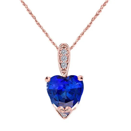 JMS always Necklaces Original Maulijewels 125 Carat Heart Shape Tanzanite Gemstone And White Diamond Pendant In 10k Rose Gold With 18 10k Rose Gold Plated Sterling Silver Box Cha JMS always Necklaces Original Maulijewels 125 Carat Heart Shape Tanzanite Gemstone And White Diamond Pendant In 10k Rose Gold With 18 10k Rose Gold Plated Sterling Silver Box Cha