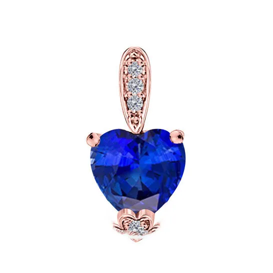 JMS always Necklaces Original Maulijewels 125 Carat Heart Shape Tanzanite Gemstone And White Diamond Pendant In 10k Rose Gold With 18 10k Rose Gold Plated Sterling Silver Box Cha JMS always Necklaces Original Maulijewels 125 Carat Heart Shape Tanzanite Gemstone And White Diamond Pendant In 10k Rose Gold With 18 10k Rose Gold Plated Sterling Silver Box Cha