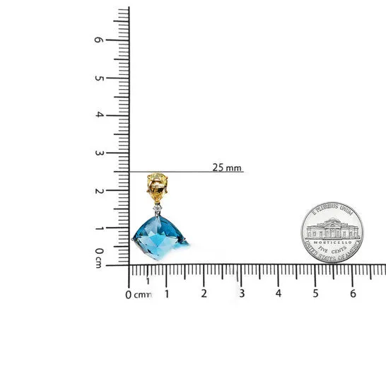 JMS always Original 18K White and Yellow Gold 15 Cttw Diamond with Pear Cut Lemon Quartz and Cushion Cut London Blue Topaz Gemstone Dangle Earring Earrings JMS always Original 18K White and Yellow Gold 15 Cttw Diamond with Pear Cut Lemon Quartz and Cushion Cut London Blue Topaz Gemstone Dangle Earring Earrings