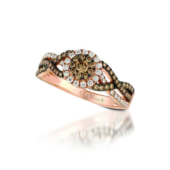 JMS always Original Le Vian Chocolatier Ring Chocolate Diamonds Vanilla Diamonds set in 14K Strawberry Gold Ring Size 7 R16377BRN Rings JMS always Original Le Vian Chocolatier Ring Chocolate Diamonds Vanilla Diamonds set in 14K Strawberry Gold Ring Size 7 R16377BRN Rings