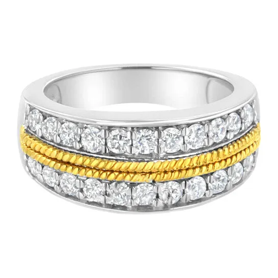 JMS always Rings Original Haus of Brilliance 10k Yellow and White Gold Plated Sterling Silver 1 cttw LabGrown Diamond 2 Row Band Ring FG Color VS2SI1 Clarity JMS always Rings Original Haus of Brilliance 10k Yellow and White Gold Plated Sterling Silver 1 cttw LabGrown Diamond 2 Row Band Ring FG Color VS2SI1 Clarity