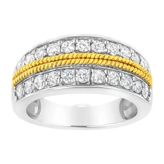 JMS always Rings Original Haus of Brilliance 10k Yellow and White Gold Plated Sterling Silver 1 cttw LabGrown Diamond 2 Row Band Ring FG Color VS2SI1 Clarity JMS always Rings Original Haus of Brilliance 10k Yellow and White Gold Plated Sterling Silver 1 cttw LabGrown Diamond 2 Row Band Ring FG Color VS2SI1 Clarity