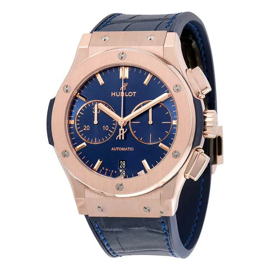 JMS always Rings Original Hublot Classic Fusion Automatic Blue Sunray Dial 18kt King Gold Mens Watch 521OX7180LR