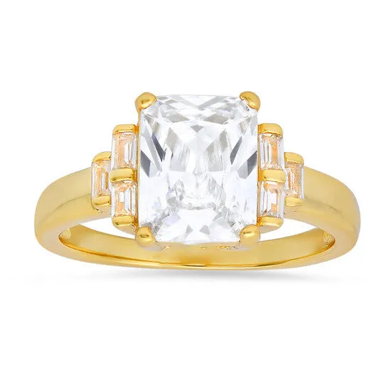 JMS always Rings Original Kylie Harper Gold Over Silver Emeraldcut Cubic Zirconia CZ Ring JMS always Rings Original Kylie Harper Gold Over Silver Emeraldcut Cubic Zirconia CZ Ring