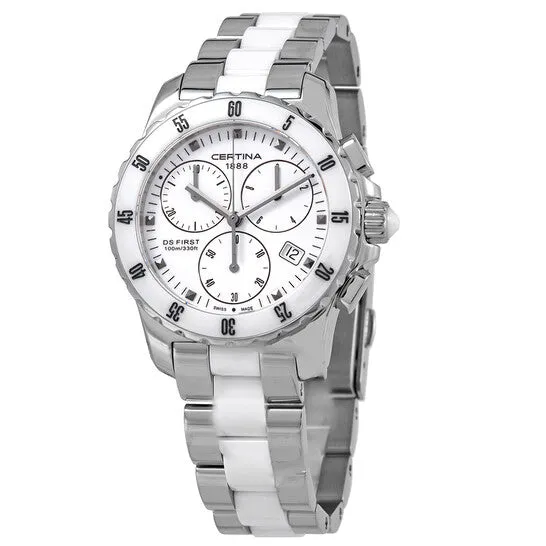 JMS always Watches Original Certina DS First Lady Ceramic Chronograph Quartz White Dial Ladies Watch C0142171101101 JMS always Watches Original Certina DS First Lady Ceramic Chronograph Quartz White Dial Ladies Watch C0142171101101