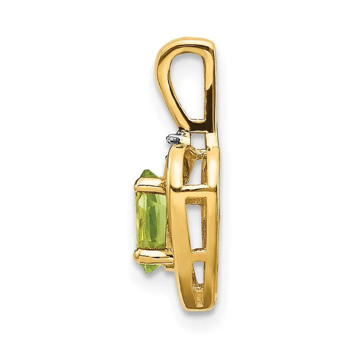 Natural Diamond and Oval Peridot Heart Love Chain Slide Pendant in Solid 14K Yellow Gold Goldiacom Necklaces