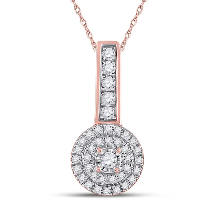 Necklaces 10k Rose Gold Round Diamond Circle Pendant 15 Cttw gndatlanta